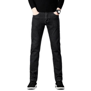 Muške traperice s flecom, ravni kroj, srednji visina struka, zatvarač, pamuk-poliester-elastan smjesa, jesensko nošenje