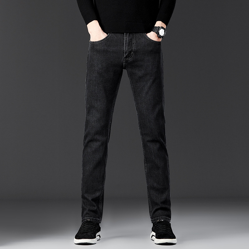 Muške traperice s flecom, ravni kroj, srednji visina struka, zatvarač, pamuk-poliester-elastan smjesa, jesensko nošenje