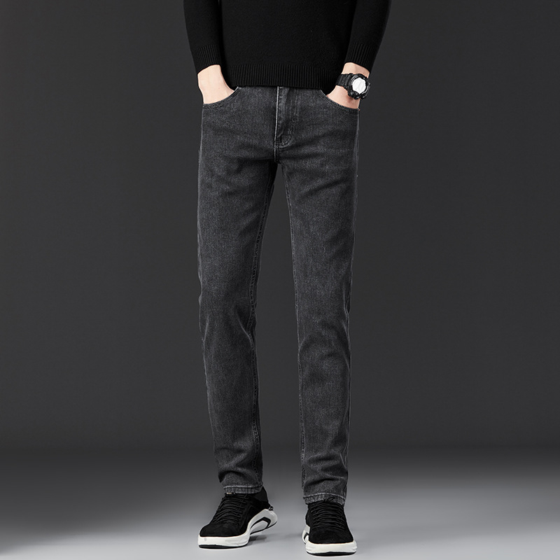 Muške traperice s flecom, ravni kroj, srednji visina struka, zatvarač, pamuk-poliester-elastan smjesa, jesensko nošenje