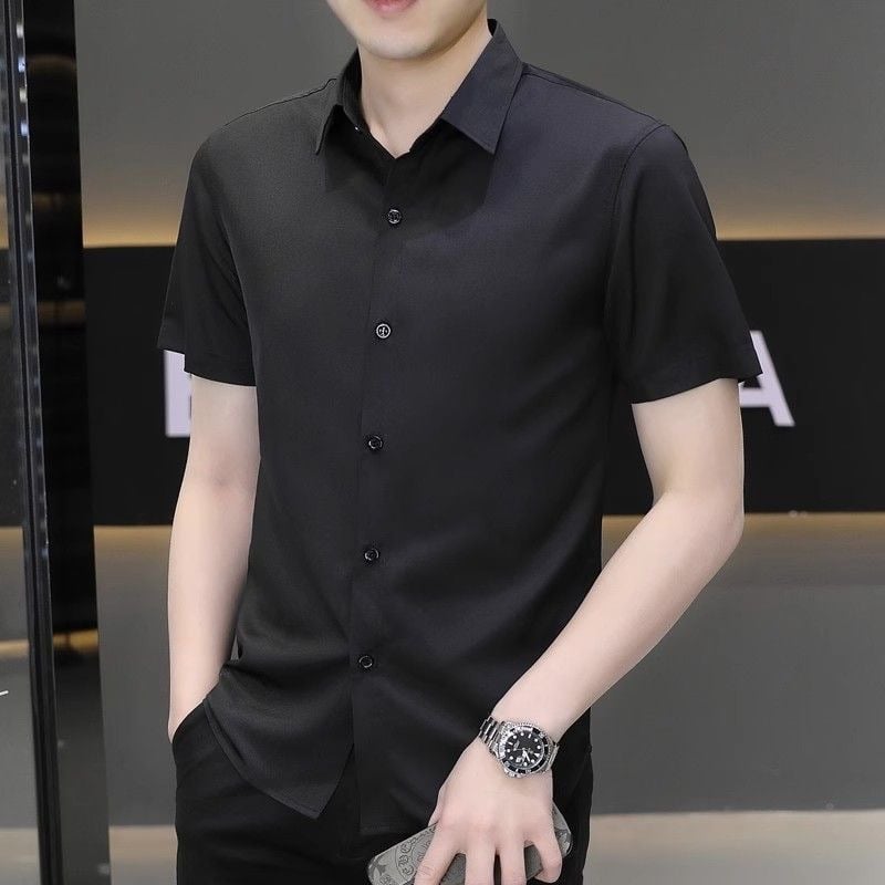 Férfi ing – fiatalos casual, laza szabás, poliészter ≥96%, hosszú ujjak, blokkokkal tervezett minta.