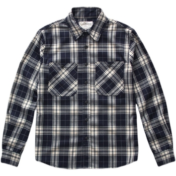 Cămașă de bărbați cu model în carouri, mâneci lungi, guler ascuțit, croială lejeră, țesătură din bumbac amestec