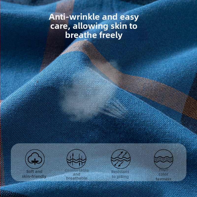 Meeste pikkade varrukatega särk Oxford puuvillast, ruuduline muster, ruudukujuline krae, ei triikida