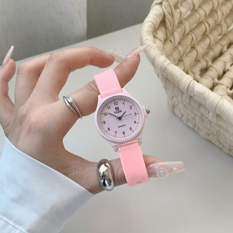 Dijie ceas de mână cu cuarț, carcasă din aliaj, curea din silicon, cadran rotund, mecanism original (origine Guangdong)