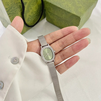 Ceas de femei cu cadran oval, mișcare quartz, curea din oțel inoxidabil, carcasă din aliaj, model SL68