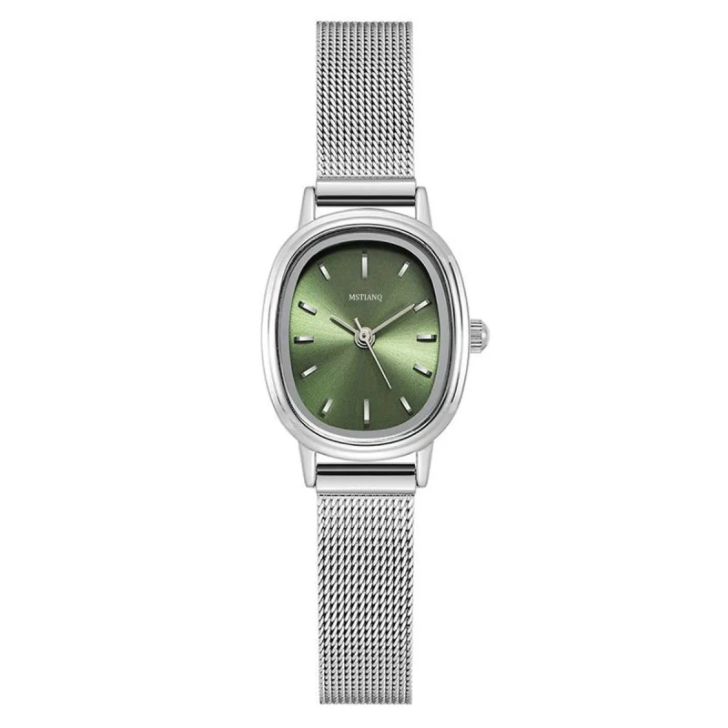 Ceas de femei cu cadran oval, mișcare quartz, curea din oțel inoxidabil, carcasă din aliaj, model SL68