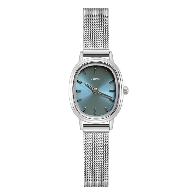 Ceas de femei cu cadran oval, mișcare quartz, curea din oțel inoxidabil, carcasă din aliaj, model SL68