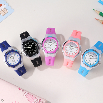 Ceas pentru copii cu mișcare cuarț SL68, rezistență la apă 30M, curea din silicon, carcasă din plastic
