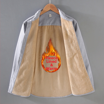 100% puuvillane särk, fleece vooder, jaapani stiilis kardigani inspireritud disain, vaba lõige, lappekrae