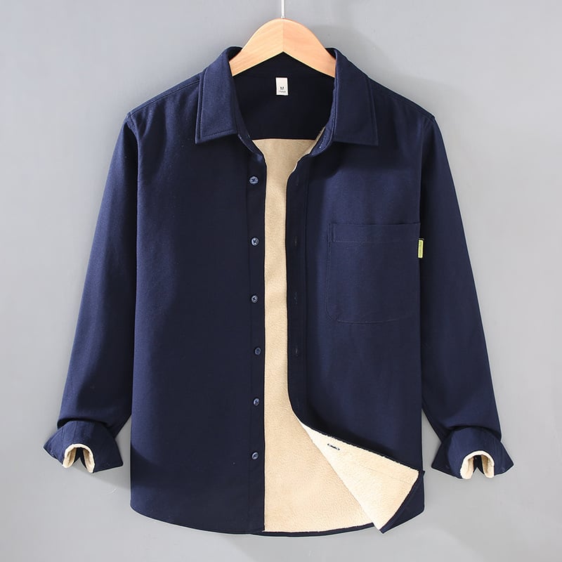 100% puuvillane särk, fleece vooder, jaapani stiilis kardigani inspireritud disain, vaba lõige, lappekrae