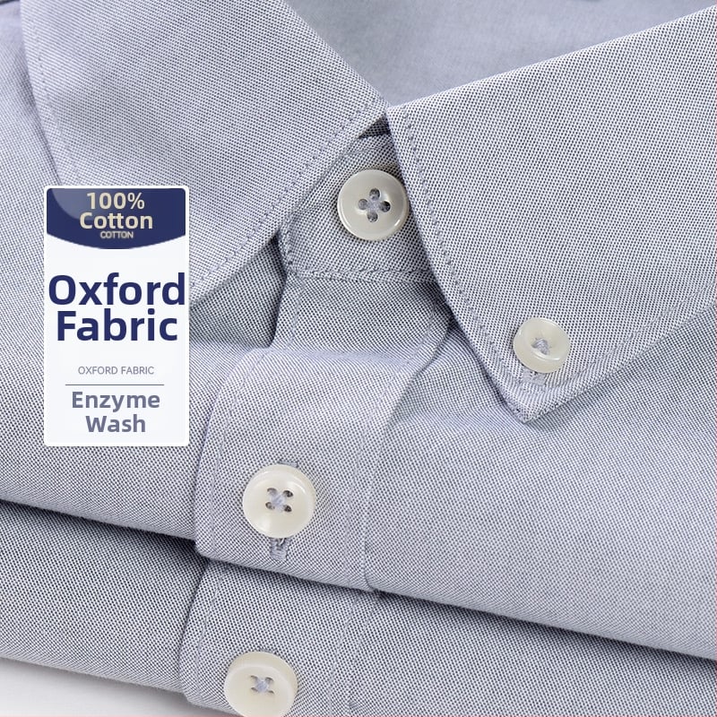 Oxford puuvillane särk ensüümiga pestud, pikkade varrukatega, kits lõige, triikimata