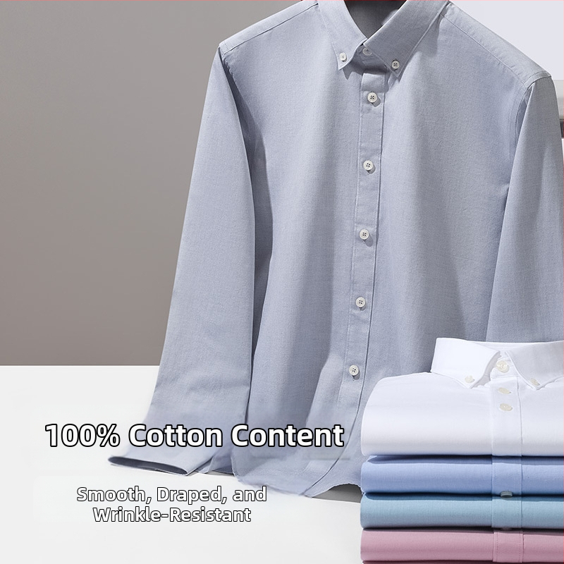 Oxford puuvillane särk ensüümiga pestud, pikkade varrukatega, kits lõige, triikimata