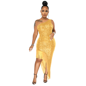 Rochie midi A-line fără mâneci, cu paiete și mărgele, poliester, culoare solidă