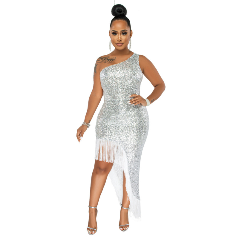 Rochie midi A-line fără mâneci, cu paiete și mărgele, poliester, culoare solidă