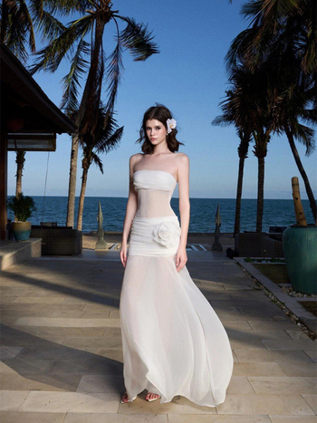 Rochie lungă din poliester, fără bretele, talie elastică, stil tube-top