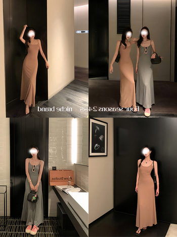 Rochie tricotată cu bretele, din bumbac, fără mâneci, decolteu pătrat, talie înaltă