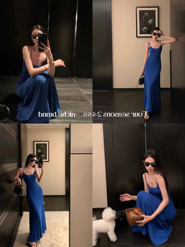 Rochie tricotată cu bretele, din bumbac, fără mâneci, decolteu pătrat, talie înaltă