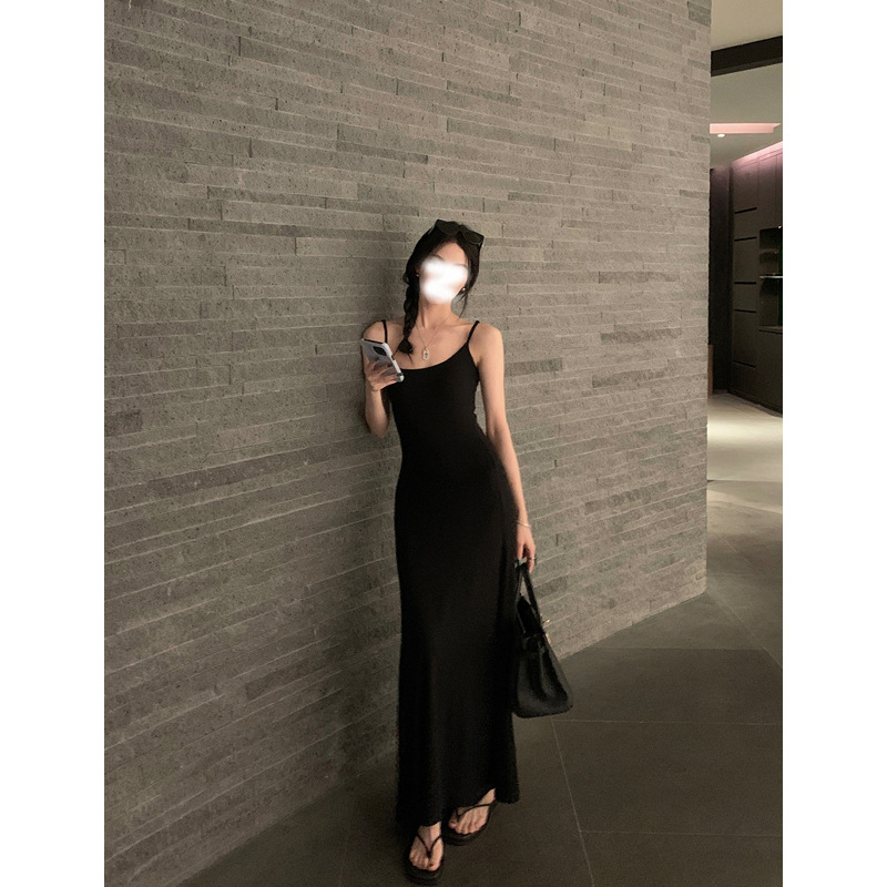 Rochie tricotată cu bretele, din bumbac, fără mâneci, decolteu pătrat, talie înaltă