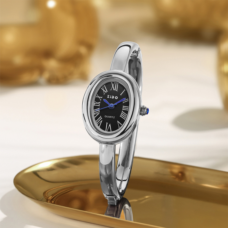 Ceas de femei cu brățară ovală, mișcare cuarț, carcasă din aliaj, curea din aliaj, rezistent la apă