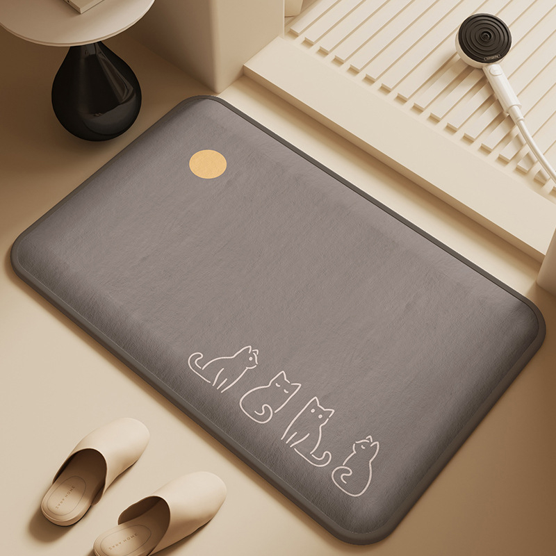 Kupaonska prostirka od memorijske pjene s graviranim dizajnom, kvadratnog oblika, prilagodljiva, strojno pranje