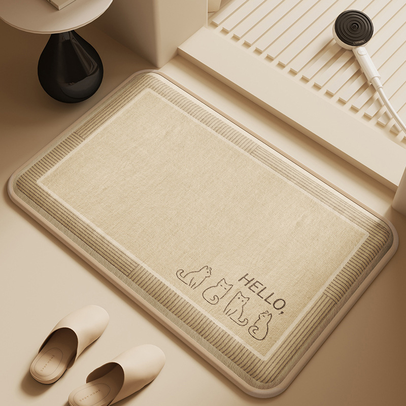 Kupaonska prostirka od memorijske pjene s graviranim dizajnom, kvadratnog oblika, prilagodljiva, strojno pranje