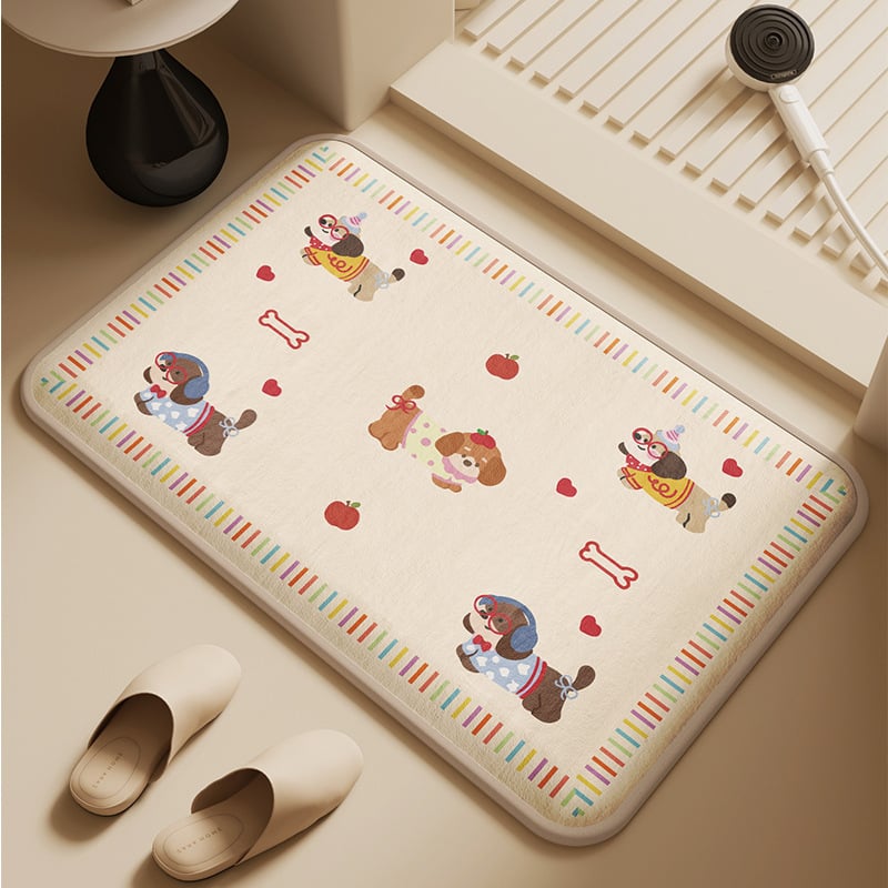 Kupaonska prostirka od memorijske pjene s graviranim dizajnom, kvadratnog oblika, prilagodljiva, strojno pranje