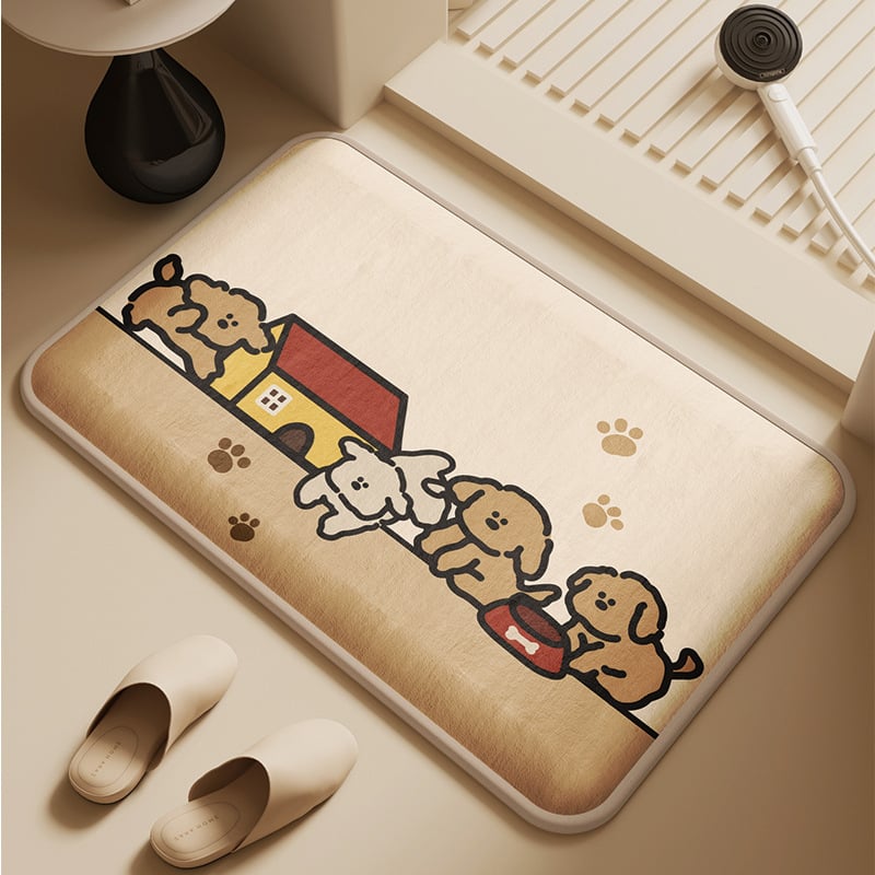 Kupaonska prostirka od memorijske pjene s graviranim dizajnom, kvadratnog oblika, prilagodljiva, strojno pranje