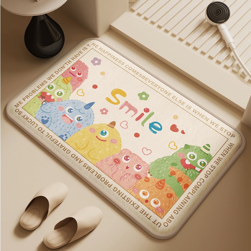 Kupaonska prostirka od memorijske pjene s graviranim dizajnom, kvadratnog oblika, prilagodljiva, strojno pranje