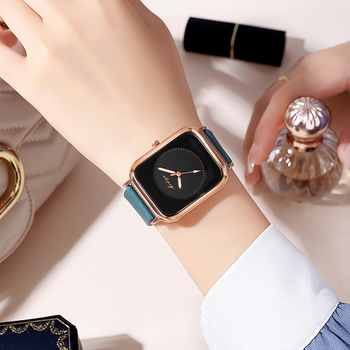 Ceas de damă cu cadran dreptunghiular și curea din silicon, model GJ084, mișcare Morning Dragon, carcasă din aliaj de zinc, sticlă minerală