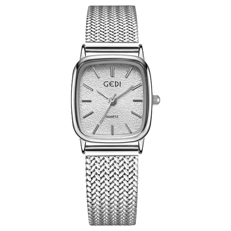 Gödel ceas dama quartz - cadran pătrat, față texturată cu model sclipitor, carcasă din aliaj, curea din aliaj, rezistență la apă 30m