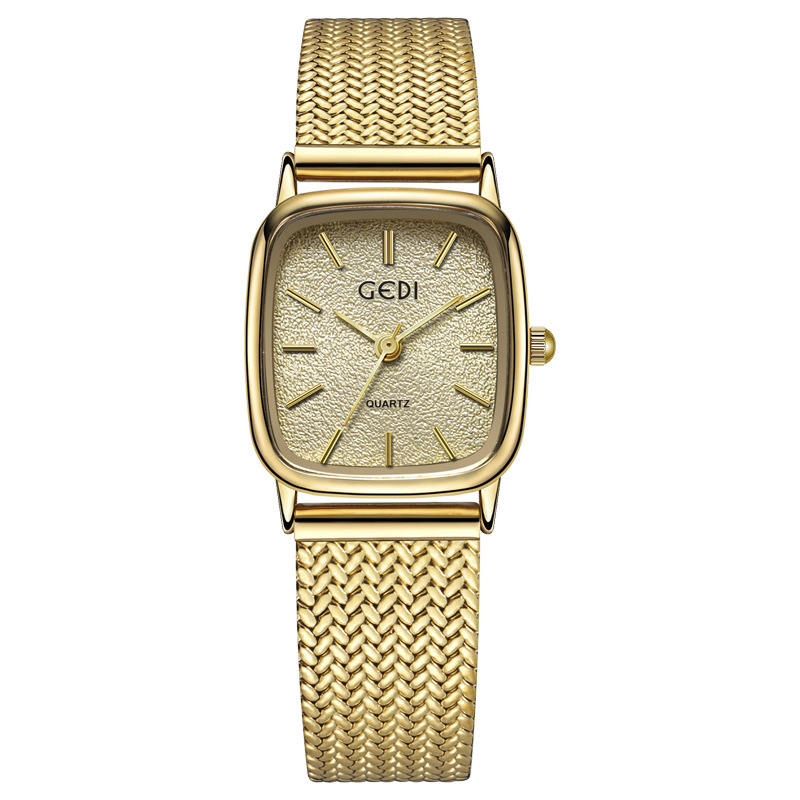 Gödel ceas dama quartz - cadran pătrat, față texturată cu model sclipitor, carcasă din aliaj, curea din aliaj, rezistență la apă 30m