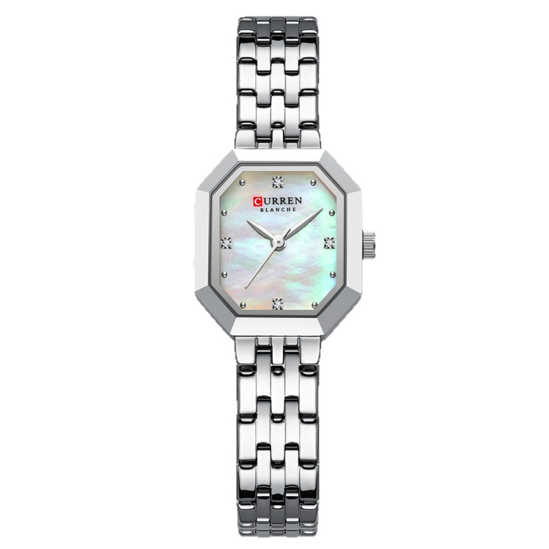 Curren 9108 Ceas dama cu carcasă octagonală și curea din aliaj, cuarț, rezistență la apă 30 m, mecanism Miyota japonez