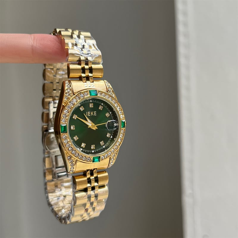 Ceas quartz pentru femei, brățară din oțel, carcasă din aliaj, cadran rotund, fără rezistență la apă.