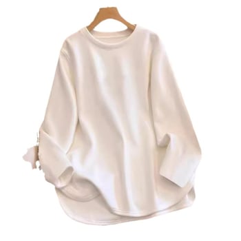 Ženski pamučni T-shirt s dugim rukavima, slobodan kroj, jednofarbni uzorak, okrugli izrez (Glavni materijal: >95% pamuk; Drugi sastav: spandeks ispod 30%; Uzorak: jednofarbni; Kroj: slobodan; Ovratnik: okrugli)