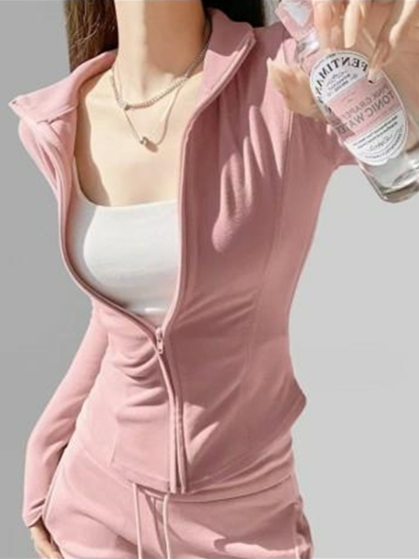 Tricou T-shirt din poliester cu guler înalt, croi slim, mâneci lungi, lungime scurtă, Iarna 2024