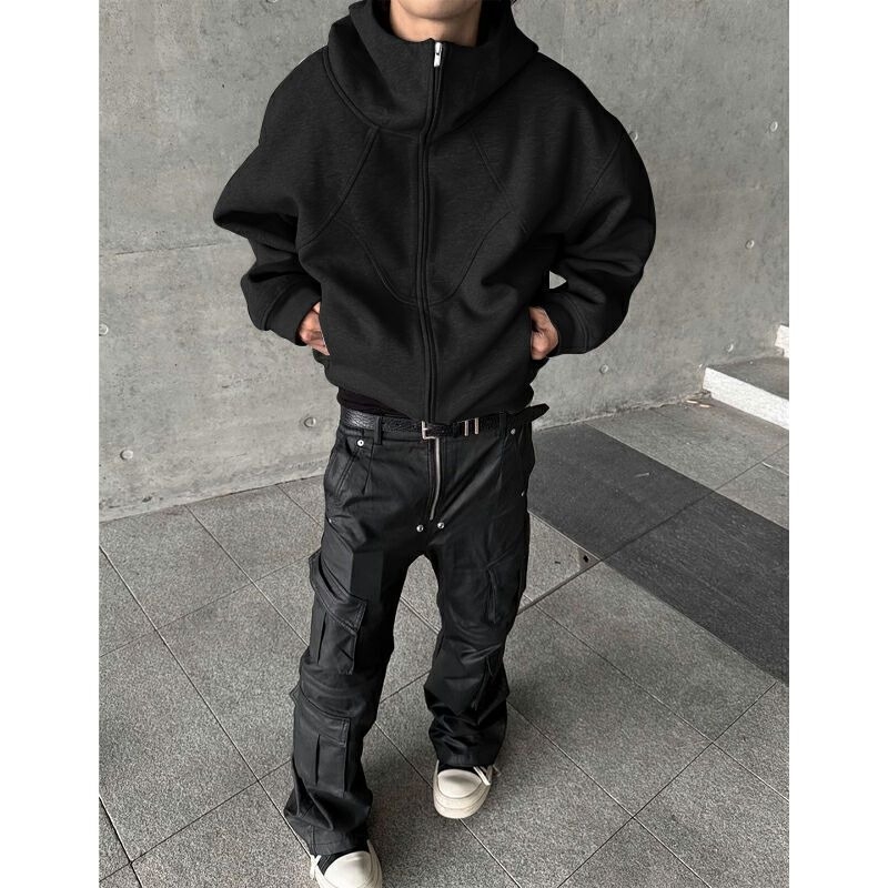 Hooded sweatshirt s dekonstruiranim dizajnom koláže, široki kroj, srednja duljina, zatvarač