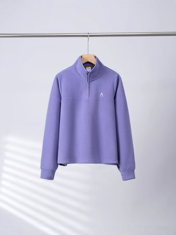 Ženska fleece dukserica s kapuljom, polu-zipom i stojećim ovratnikom, redovita kroj, dugi rukav, fleece materijal, 95%+ poliester