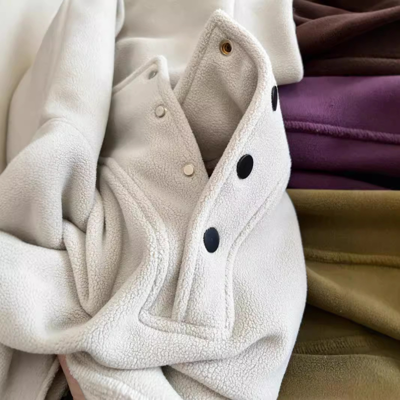 Jednobojni uzorak, casual pulover, polo ovratnik, dugi raglani rukavi, debeli chenille materijal