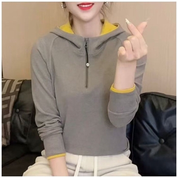 Hanorac damă reversibil din fleece cu glugă, model bloc, poliester, grosime mare, iarnă 2024