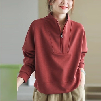 Ženski pulover s stojećim ovratnikom, jednobojni poliester, dugi rukavi, slim fit, japansko-korejski casual stil