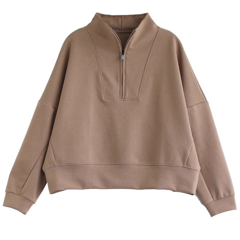 Ženski pulover s stojećim ovratnikom, jednobojni poliester, dugi rukavi, slim fit, japansko-korejski casual stil