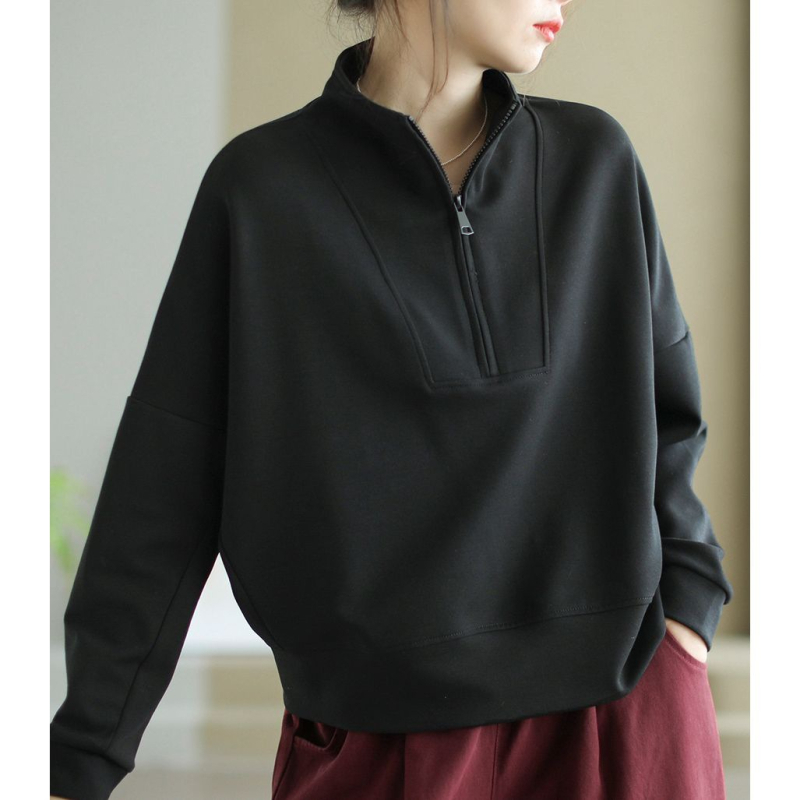 Ženski pulover s stojećim ovratnikom, jednobojni poliester, dugi rukavi, slim fit, japansko-korejski casual stil