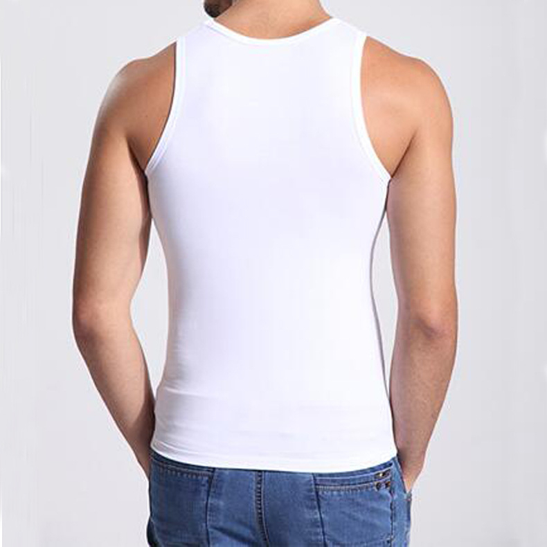 Vyrų modalinės medžiagos sportinė liemenė su bambuko pluoštais, laisvas kirpimas, paprastas raštas, vasaros drabužiui