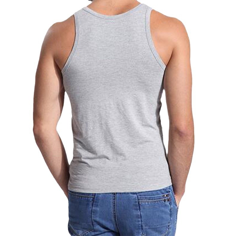 Vyrų modalinės medžiagos sportinė liemenė su bambuko pluoštais, laisvas kirpimas, paprastas raštas, vasaros drabužiui