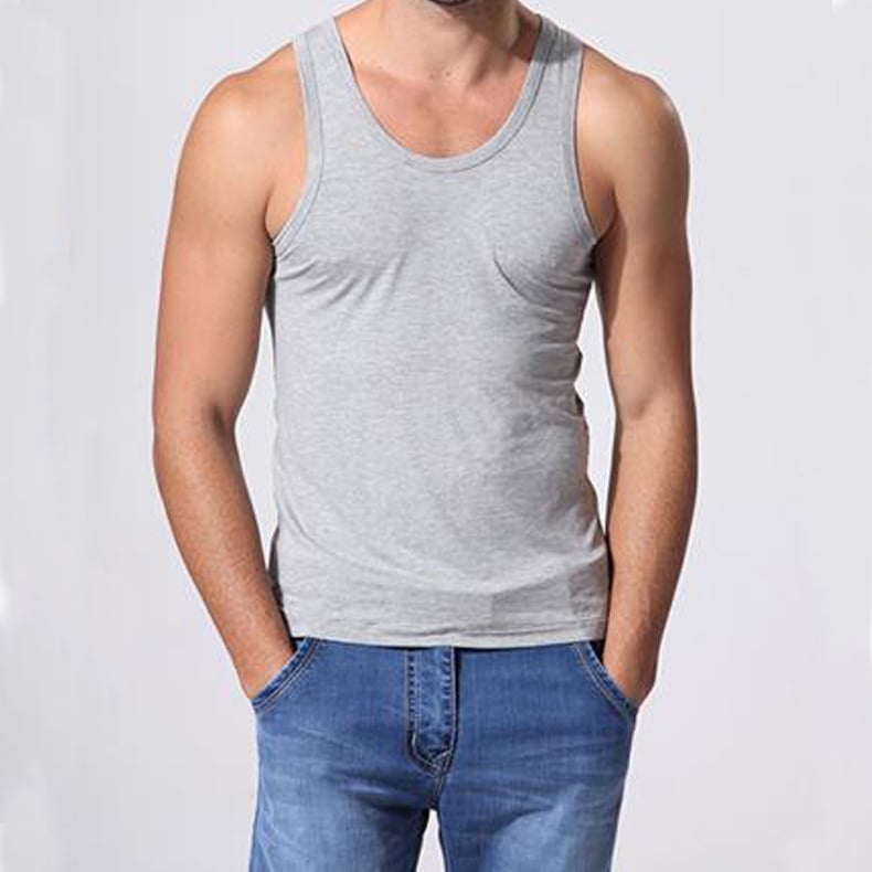 Vyrų modalinės medžiagos sportinė liemenė su bambuko pluoštais, laisvas kirpimas, paprastas raštas, vasaros drabužiui