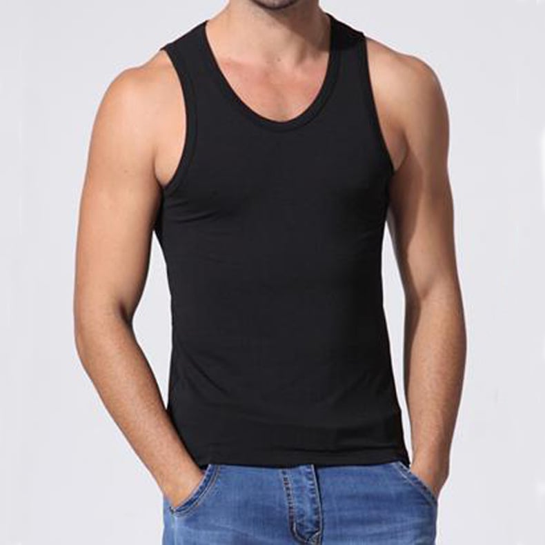 Vyrų modalinės medžiagos sportinė liemenė su bambuko pluoštais, laisvas kirpimas, paprastas raštas, vasaros drabužiui