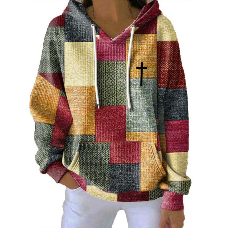 Ženski hoodie s kapuljom, 3D digitalni ispis, debeli pleteni šnir za kapulju