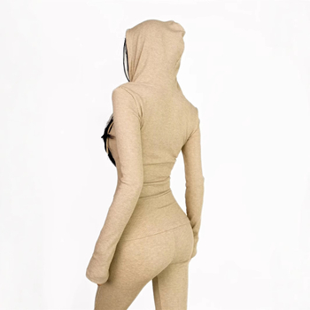 Cardigan damă cu glugă și fermoar, croială slim, poliester, design cu panouri