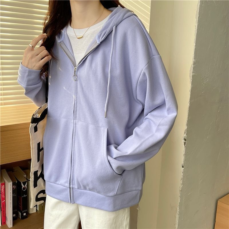 Cardigan din bumbac în stil coreean, croială lejeră, mâneci lungi, lungime medie