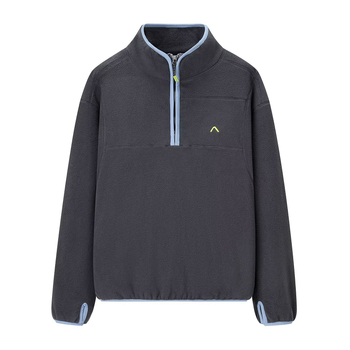 Hanorac damă din polar cu fermoar pe jumătate și guler înalt, croială lejeră, mâneci lungi, material poliester