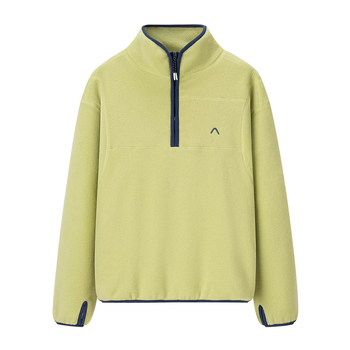 Hanorac damă din polar cu fermoar pe jumătate și guler înalt, croială lejeră, mâneci lungi, material poliester